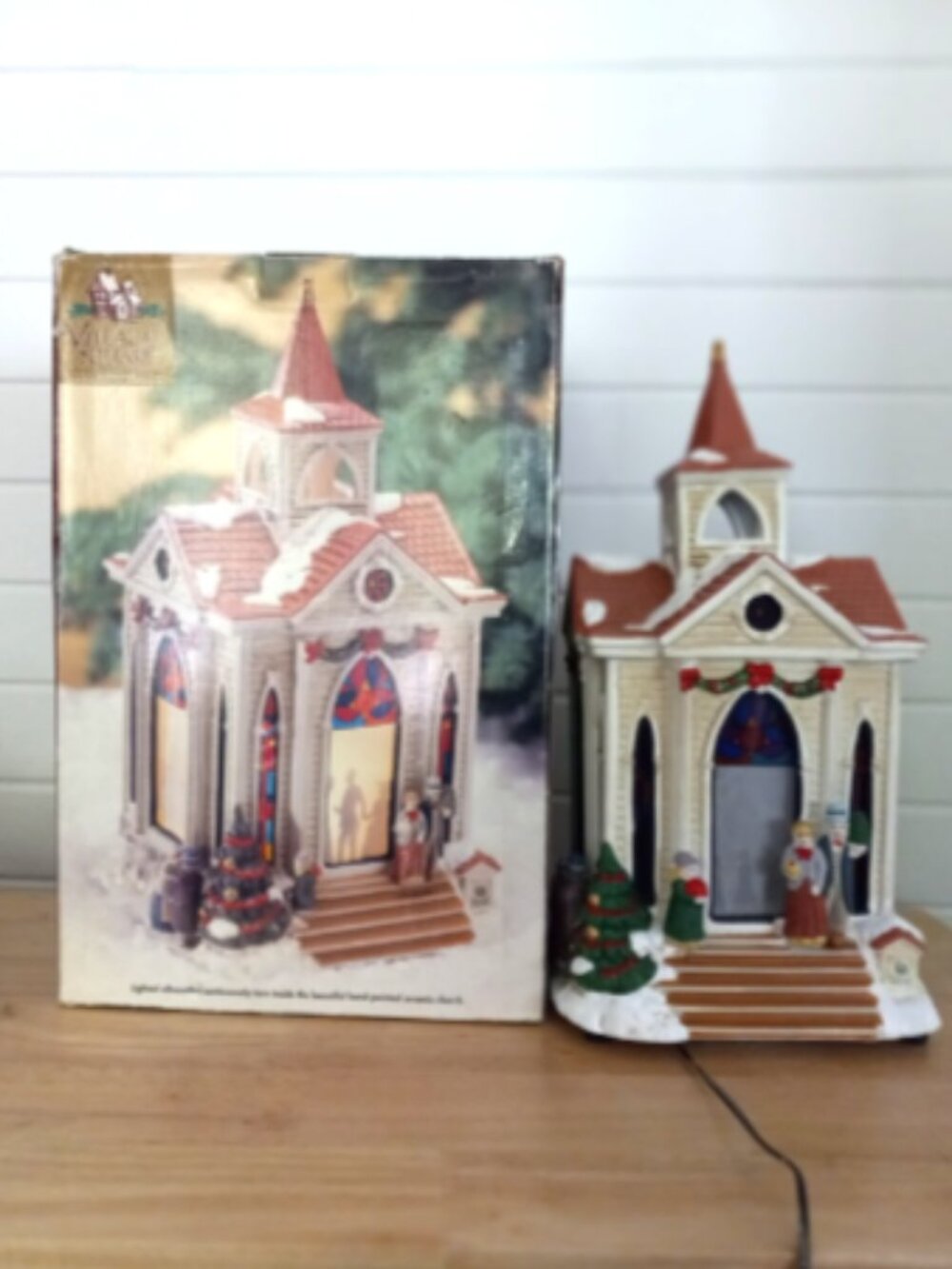 Mr Christmas Village Silhouettes Lighted Church 36821 IOB Tested Working Video